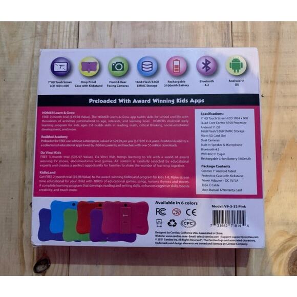 Contixo kids 7" learning tablet V9-3-32- pink1 - Picture 2 of 5